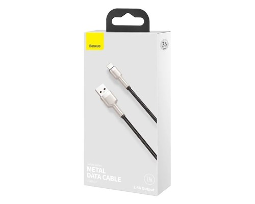 Кабель Baseus Cafule Series Metal Data Cable USB to IP 2.4A 0.25m Black (CALJK-01)