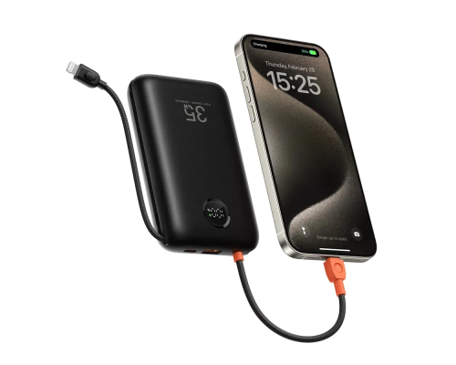 Зовнішній акумулятор VEGER 20000 mAh with built-in cables Type C / Lightning PD QC3.0 35W K2 (W2068) black (VG-W2068)