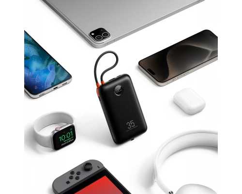Зовнішній акумулятор VEGER 20000 mAh with built-in cables Type C / Lightning PD QC3.0 35W K2 (W2068) black (VG-W2068)