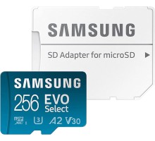 Карта пам'яті microSDXC (UHS-І U3) Samsung EVO Select 256Gb class 10 A2 V30 (R130MB/s, W30MB/s) (adapter SD) (MB-ME256KA/EU)