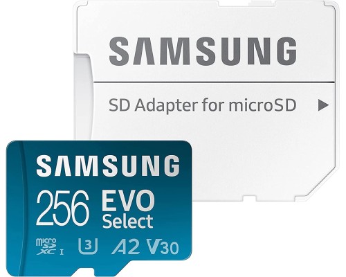 Карта пам'яті microSDXC (UHS-І U3) Samsung EVO Select 256Gb class 10 A2 V30 (R130MB/s, W30MB/s) (adapter SD) (MB-ME256KA/EU)