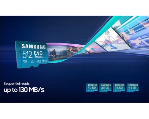 Карта пам'яті microSDXC (UHS-І U3) Samsung EVO Select 256Gb class 10 A2 V30 (R130MB/s, W30MB/s) (adapter SD) (MB-ME256KA/EU)