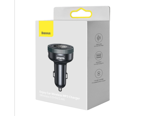АЗП з FM-модулятором Baseus Enjoy Car Wireless MP3 Charger (Wireless 5.0+5V/3.4A) Black (CCLH-01)