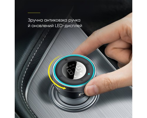АЗП з FM-модулятором Baseus Enjoy Car Wireless MP3 Charger (Wireless 5.0+5V/3.4A) Black (CCLH-01)