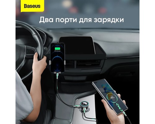 АЗП з FM-модулятором Baseus Enjoy Car Wireless MP3 Charger (Wireless 5.0+5V/3.4A) Black (CCLH-01)