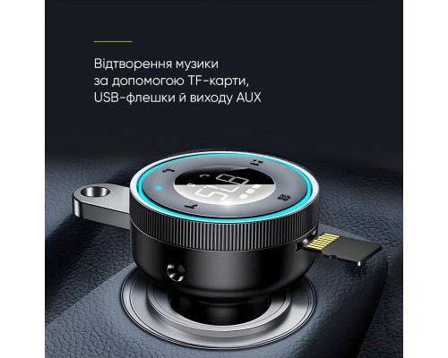 АЗП з FM-модулятором Baseus Enjoy Car Wireless MP3 Charger (Wireless 5.0+5V/3.4A) Black (CCLH-01)