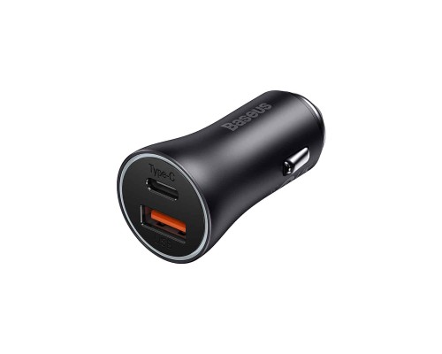 Автомобільний зарядний пристрій Baseus Golden Contactor Max Dual Fast Charger Car Charger U+C 60W Dark Gray (CGJM000113)