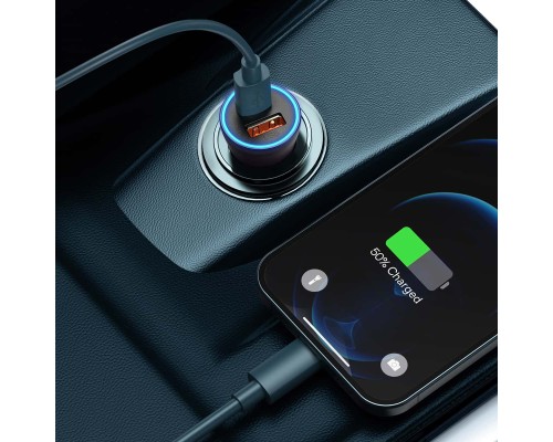 Автомобільний зарядний пристрій Baseus Golden Contactor Max Dual Fast Charger Car Charger U+C 60W Dark Gray (CGJM000113)
