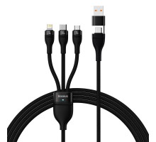 Кабель Baseus Flash Series Ⅱ Two-for-three Charging Cable U+C to M+L+C 100W 1.2m Black (CASS030101)