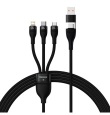 Кабель Baseus Flash Series Ⅱ Two-for-three Charging Cable U+C to M+L+C 100W 1.2m Black (CASS030101)