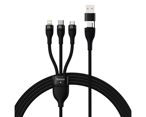 Кабель Baseus Flash Series Ⅱ Two-for-three Charging Cable U+C to M+L+C 100W 1.2m Black (CASS030101)