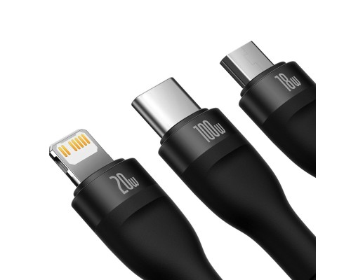 Кабель Baseus Flash Series Ⅱ Two-for-three Charging Cable U+C to M+L+C 100W 1.2m Black (CASS030101)
