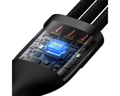 Кабель Baseus Flash Series Ⅱ Two-for-three Charging Cable U+C to M+L+C 100W 1.2m Black (CASS030101)