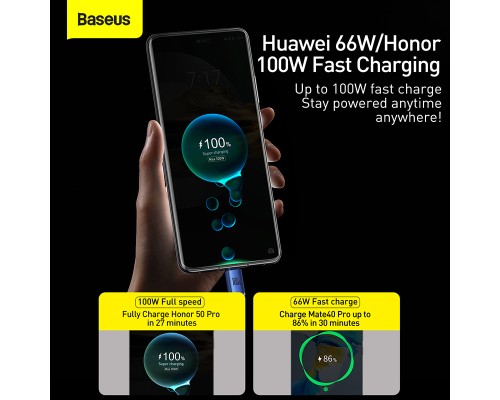 Кабель Baseus Crystal Shine Series Fast Charging Data Cable USB to Type-C 100W 2m Blue (CAJY000503)