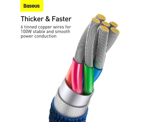 Кабель Baseus Crystal Shine Series Fast Charging Data Cable USB to Type-C 100W 2m Blue (CAJY000503)