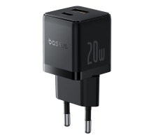Мережевий зарядний пристрій Baseus Palm Fast Charger C+U 20W EU Cluster Black (with Baseus Mini White Cable USB-C to USB-C 60W (20V/3A) 1m Cluster Bla (P10111608113-01)