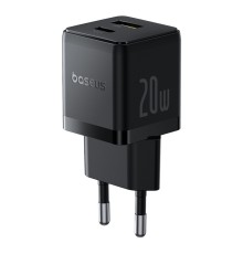 Мережевий зарядний пристрій Baseus Palm Fast Charger C+U 20W EU Cluster Black (with Baseus Mini White Cable USB-C to USB-C 60W (20V/3A) 1m Cluster Bla (P10111608113-01)