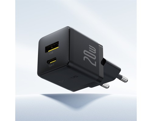 Мережевий зарядний пристрій Baseus Palm Fast Charger C+U 20W EU Cluster Black (with Baseus Mini White Cable USB-C to USB-C 60W (20V/3A) 1m Cluster Bla (P10111608113-01)
