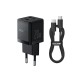 Мережевий зарядний пристрій Baseus Palm Fast Charger C+U 20W EU Cluster Black (with Baseus Mini White Cable USB-C to USB-C 60W (20V/3A) 1m Cluster Bla (P10111608113-01)