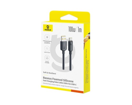 Кабель Baseus Foamed Silicone Fast Charging Data Cable USB to Type-C 100W Comic 1m Black (E0426800)