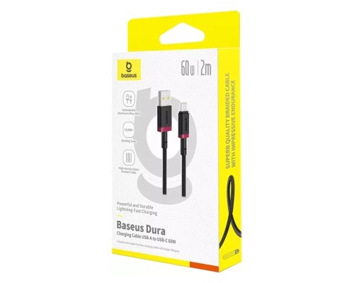 Кабель Baseus Dura Series Fast Charging Cable USB to Type-C 60W 2m Red+Black (P10377802U01-03)