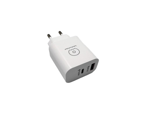 Мережевий зарядний пристрій WUW-C172 20W PD USB-C + USB QC3.0 18W black (c172B)