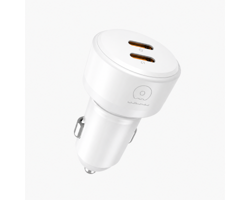 Автомобільний зарядний пристрій WUW-C243 PD20W+ PD20W White (WUW-C243W)