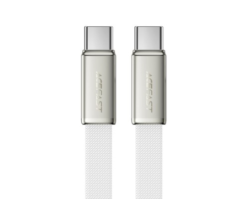 Кабель ACEFAST C24-03, Type-C to Type-C, 60W, 3A, 1.2m, Braided wire, Zinc alloy + TPE connectors, White (6974316286257)