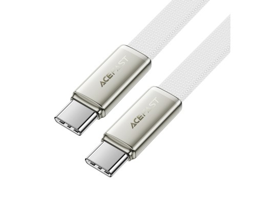 Кабель ACEFAST C24-03, Type-C to Type-C, 60W, 3A, 1.2m, Braided wire, Zinc alloy + TPE connectors, White (6974316286257)