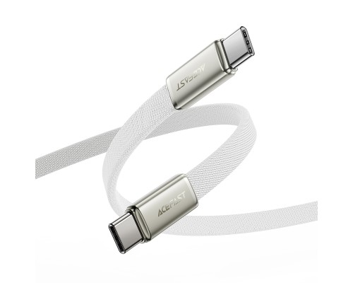 Кабель ACEFAST C24-03, Type-C to Type-C, 60W, 3A, 1.2m, Braided wire, Zinc alloy + TPE connectors, White (6974316286257)