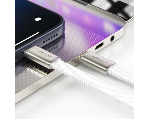 Кабель ACEFAST C24-03, Type-C to Type-C, 60W, 3A, 1.2m, Braided wire, Zinc alloy + TPE connectors, White (6974316286257)