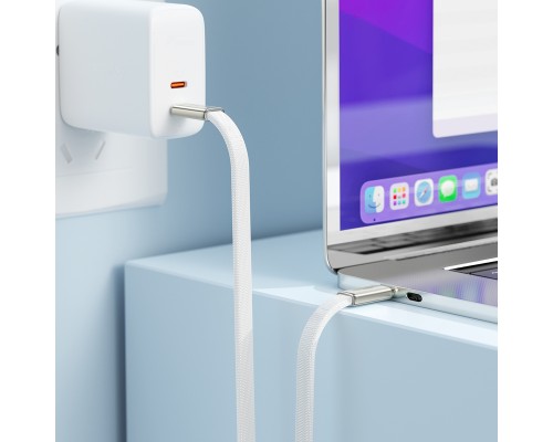 Кабель ACEFAST C24-03, Type-C to Type-C, 60W, 3A, 1.2m, Braided wire, Zinc alloy + TPE connectors, White (6974316286257)