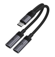 Аудіокабель ACEFAST J14 USB-C 2-in-1 charging audio adapter Black (6974316285823)
