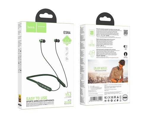 Бездротові спортивні навушники HOCO ES64 Easy Sound sports BT earphones Dark Green (6931474784490)