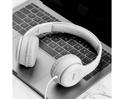 Навушники дротові HOCO W21 Graceful charm wire control headphones (3.5mm) Gray (6931474708298)