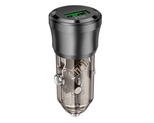 Автомобільний зарядний пристрій BOROFONE BZ23 Noble single-port QC3.0 car charger Transparent Black (6941991106903)