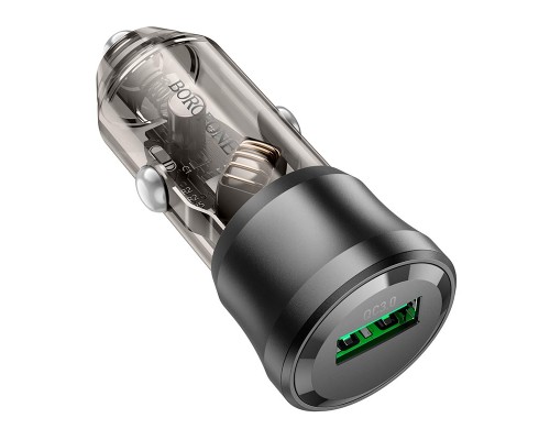Автомобільний зарядний пристрій BOROFONE BZ23 Noble single-port QC3.0 car charger Transparent Black (6941991106903)