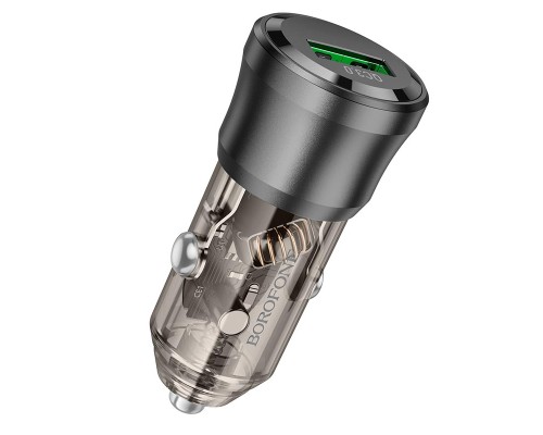 Автомобільний зарядний пристрій BOROFONE BZ23 Noble single-port QC3.0 car charger Transparent Black (6941991106903)