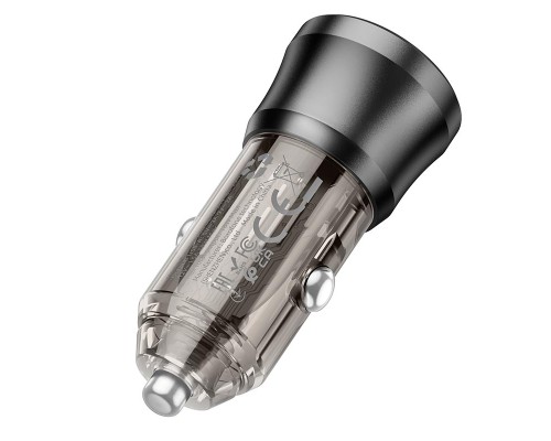 Автомобільний зарядний пристрій BOROFONE BZ23 Noble single-port QC3.0 car charger Transparent Black (6941991106903)