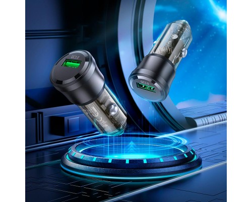 Автомобільний зарядний пристрій BOROFONE BZ23 Noble single-port QC3.0 car charger Transparent Black (6941991106903)