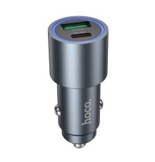 Автомобільний зарядний пристрій HOCO Z60 Bloom 48W dual-port PD30W+QC3.0 multi-protocol car charger Metal Gray (6942007642095)