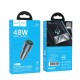 Автомобільний зарядний пристрій HOCO Z60 Bloom 48W dual-port PD30W+QC3.0 multi-protocol car charger Metal Gray (6942007642095)