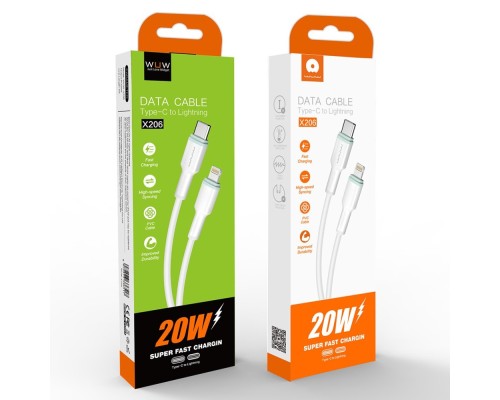 Кабель WUW-X206 Type-C to Lightning PD20W 1m white (WUW-X206TL)