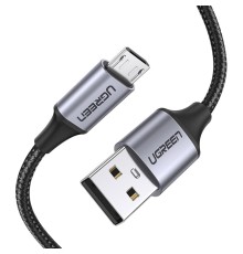 Кабель UGREEN US290 USB 2.0 A to Micro USB Cable Nickel Plating Aluminum Braid 2m (Black) (UGR-60148) (UGR-60148)
