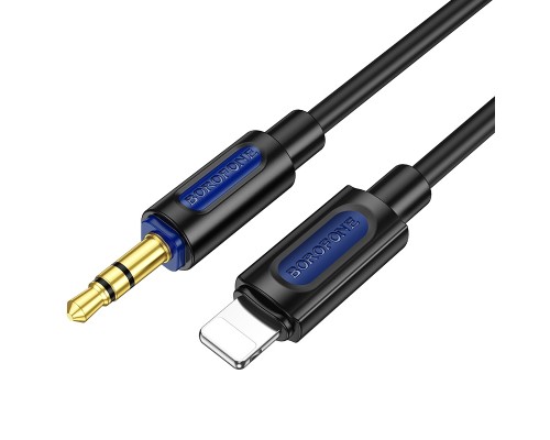 Аудіокабель BOROFONE BL20 iP to 3.5mm male, silicone, 1m, Black (6941991114397)