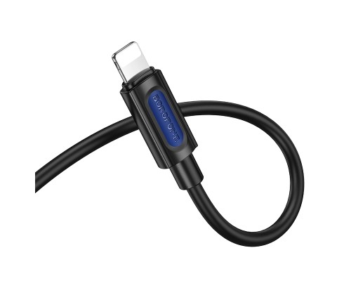 Аудіокабель BOROFONE BL20 iP to 3.5mm male, silicone, 1m, Black (6941991114397)