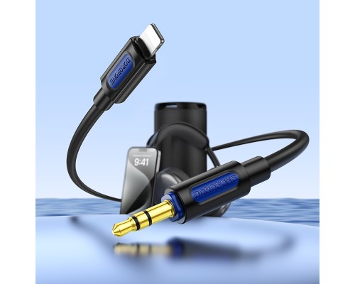 Аудіокабель BOROFONE BL20 iP to 3.5mm male, silicone, 1m, Black (6941991114397)