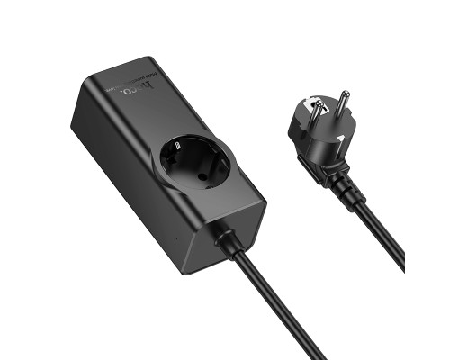 Мережевий подовжувач HOCO NS9 Wisdom 1-position (PD67W/3C1A) desktop socket (EU/GER) (2 m) Black (6942007638494)