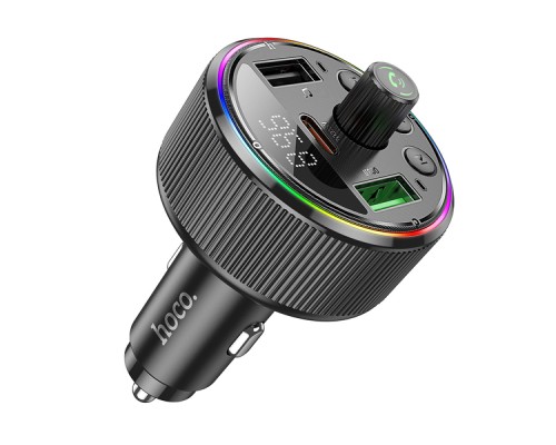 АЗП з FM-модулятором HOCO E82 Guerrero PD30W+QC3.0 car BT FM transmitter Black (6942007620642)