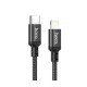 Кабель HOCO X14 Type-C to iP 3A, 20W, 1m, nylon, aluminum connectors, Black (6931474752192)